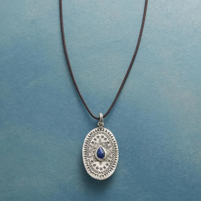 Women Lapis Medallion Necklace Sundance Catalog Necklaces