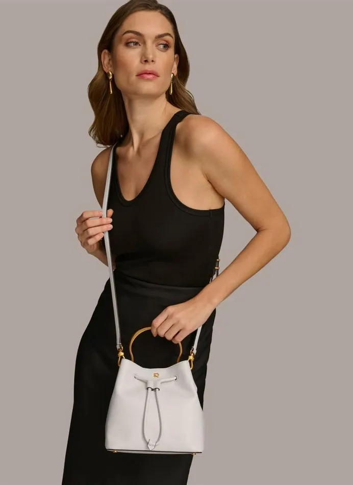 Women LAWRENCE BUCKET BAG Brilliant White Donna Karan New York Crossbodies And Satchels