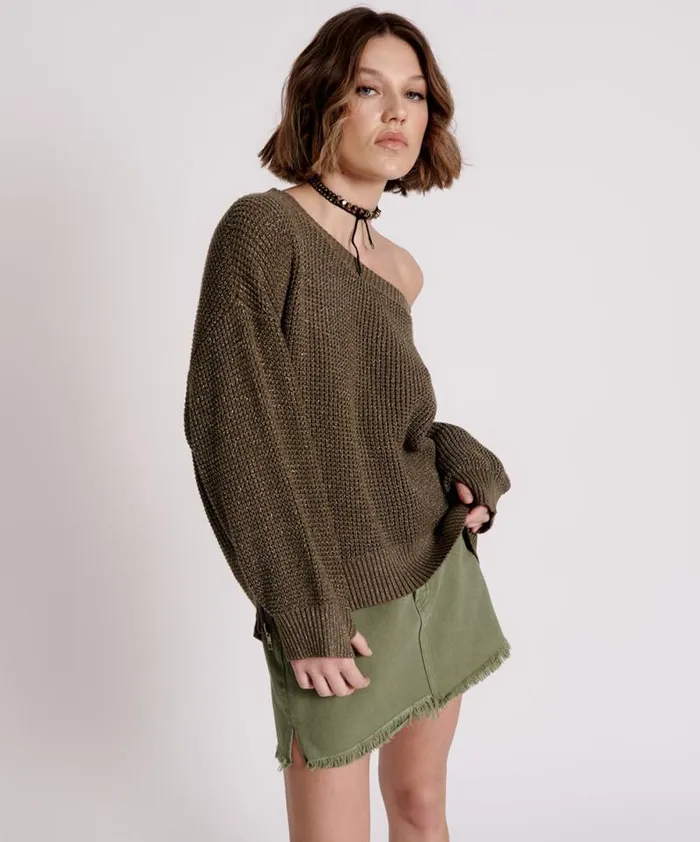 Women LE FREAK METALLIC ZIPPED KNIT SWEATER One Teaspoon Knitwear Women LE FREAK METALLIC ZIPPED KNIT SWEATER One Teaspoon Knitwear