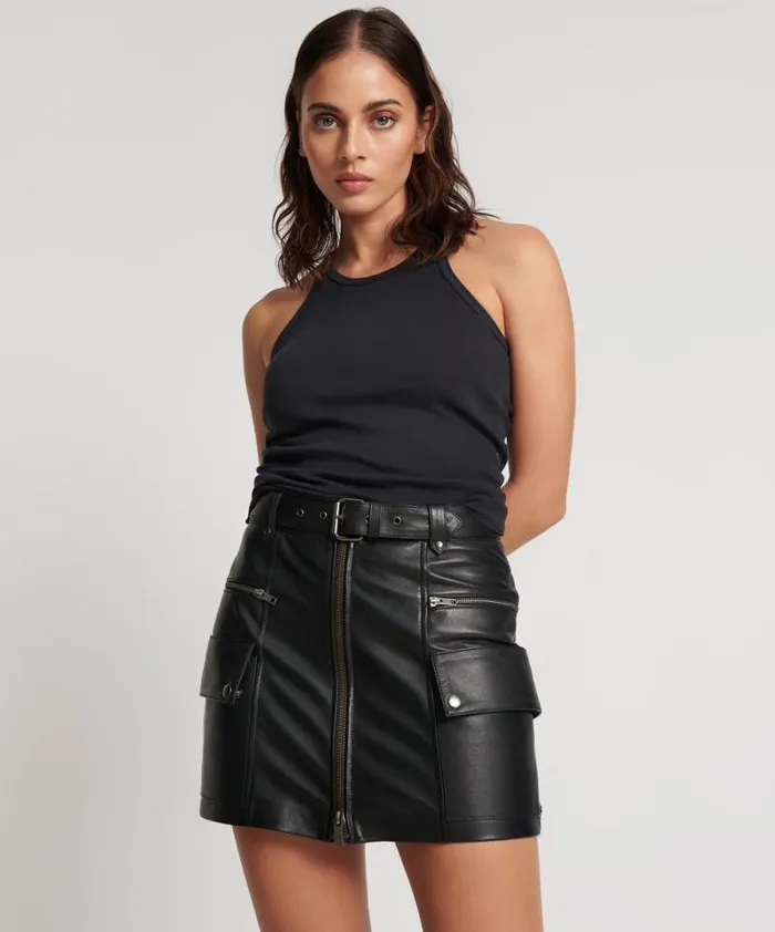 Women LEATHER BIKER MINI SKIRT One Teaspoon Bottoms
