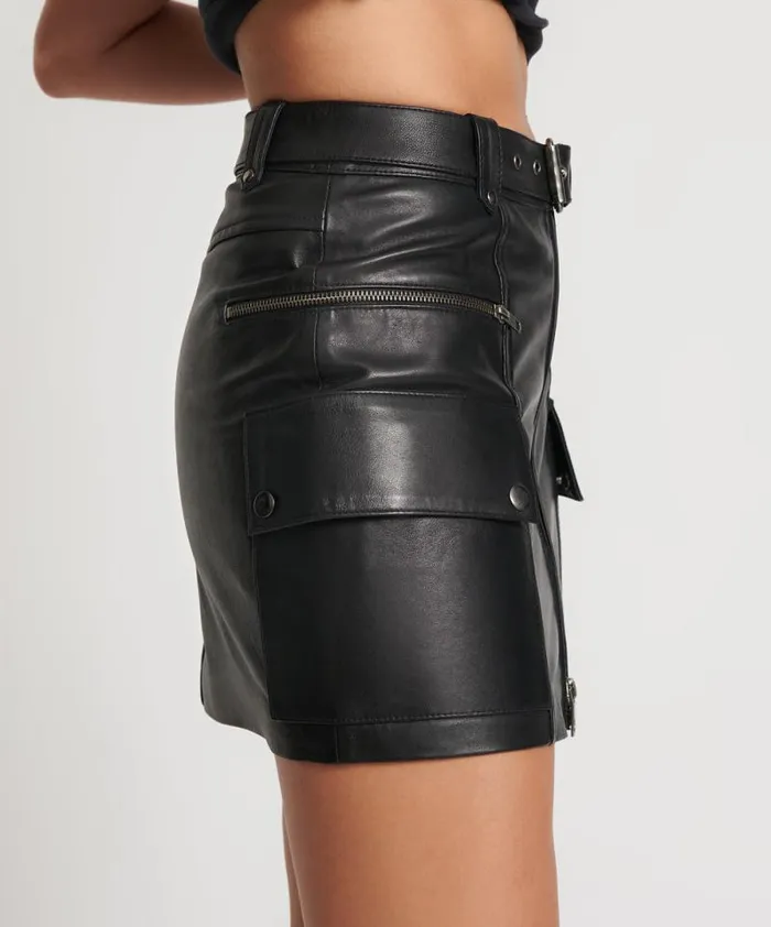 Women LEATHER BIKER MINI SKIRT One Teaspoon Bottoms Women LEATHER BIKER MINI SKIRT One Teaspoon Bottoms