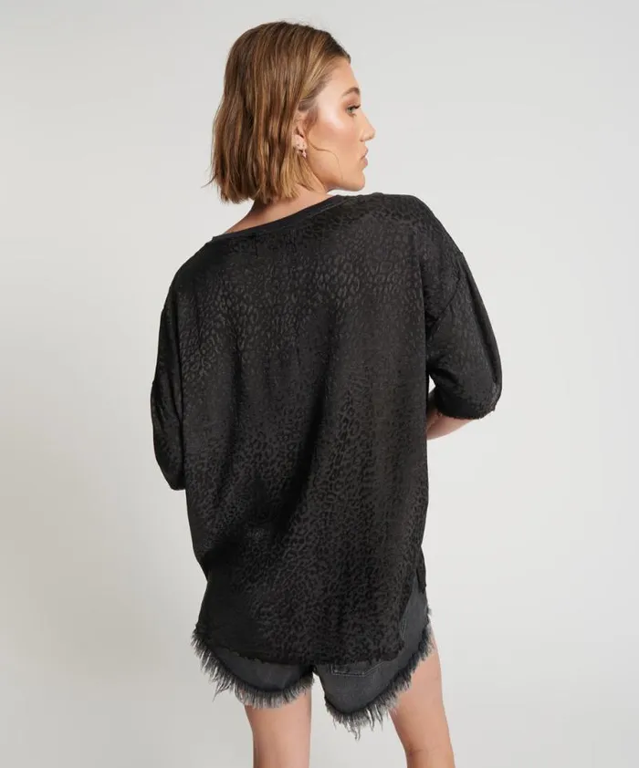Women LEOPARD JACQUARD SATIN TEE One Teaspoon Tops Women LEOPARD JACQUARD SATIN TEE One Teaspoon Tops