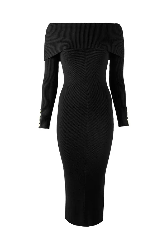 WomenLittle Dresses Holland Cooper Bardot Midi Dress Black WomenLittle Dresses Holland Cooper Bardot Midi Dress Black