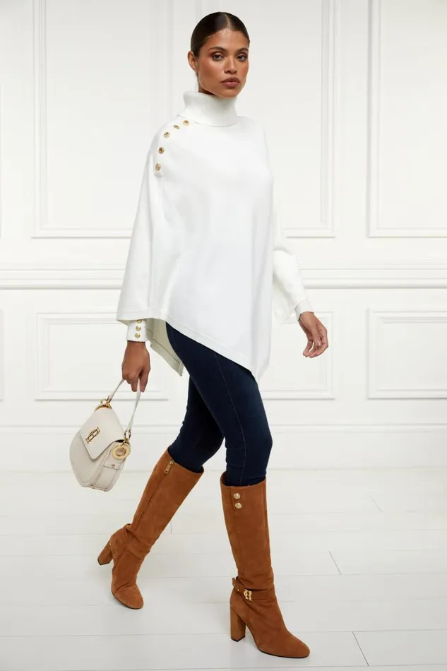WomenLittle Knitwear Holland Cooper Roll Neck Cape Natural WomenLittle Knitwear Holland Cooper Roll Neck Cape Natural