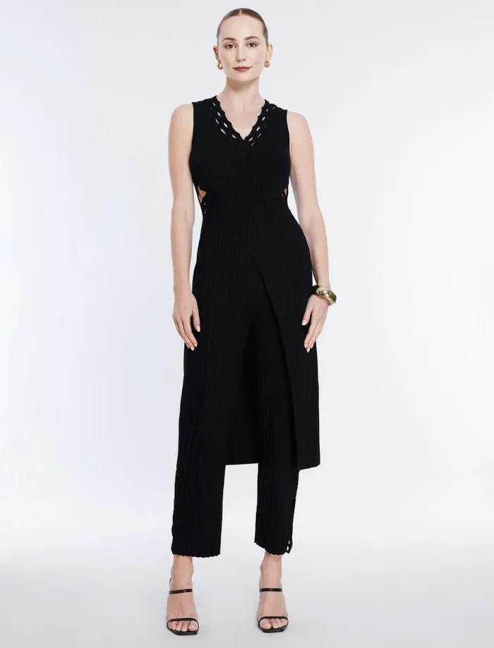 Women Long Knit Tunic Top Black BCBG Tops