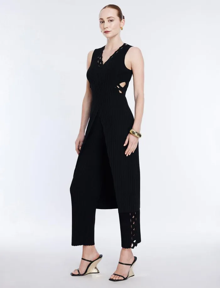Women Long Knit Tunic Top Black BCBG Tops