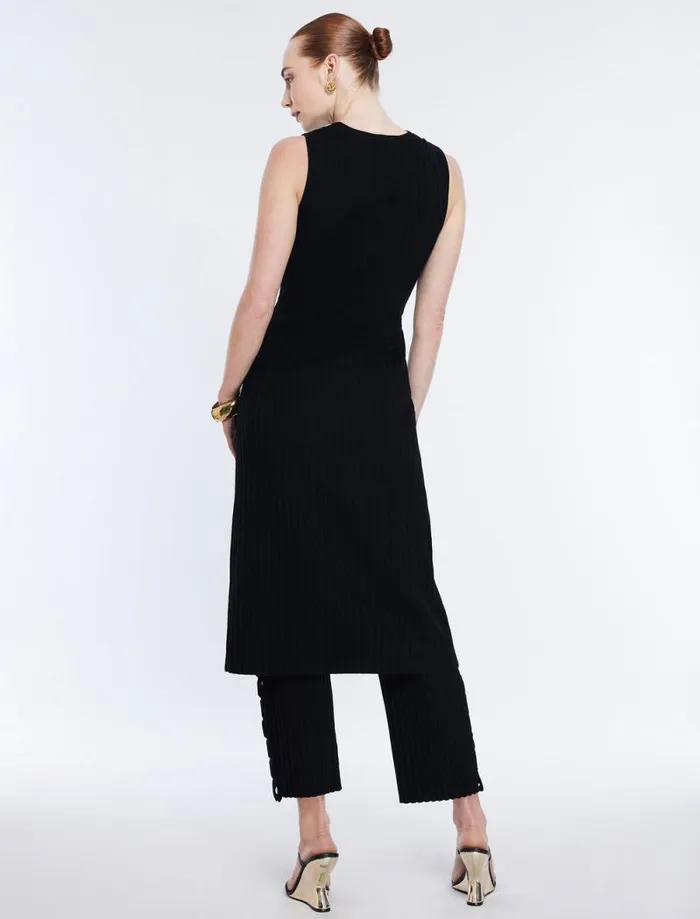 Women Long Knit Tunic Top Black BCBG Tops