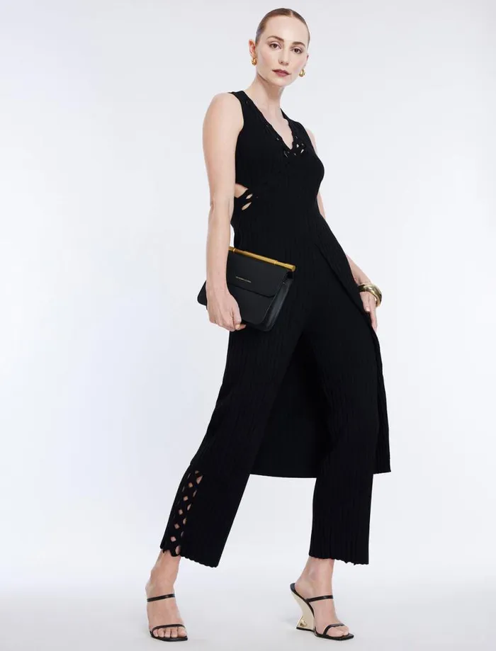 Women Long Knit Tunic Top Black BCBG Tops