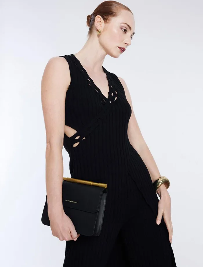 Women Long Knit Tunic Top Black BCBG Tops