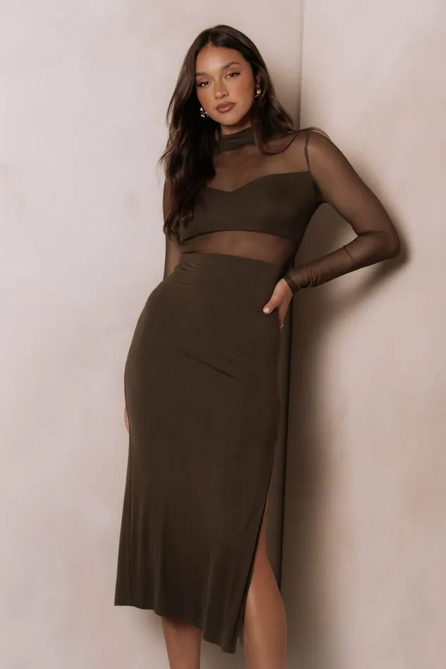 Women Long Sleeve Dresses Petal and Pup Farrow Long Sleeve Midi Dress Olive