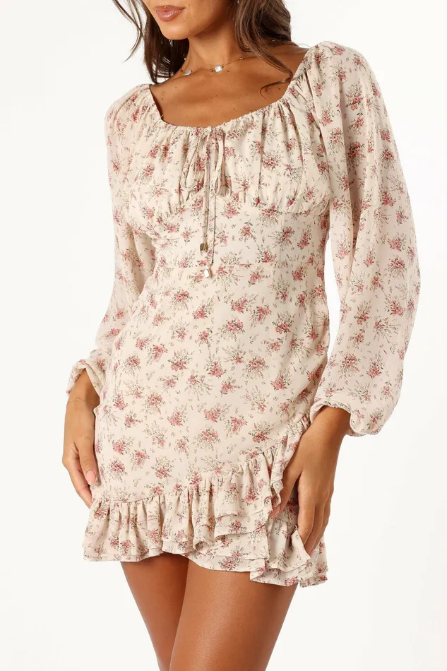 Women Long Sleeve Dresses Petal and Pup Ollive Long Sleeve Dress Cream