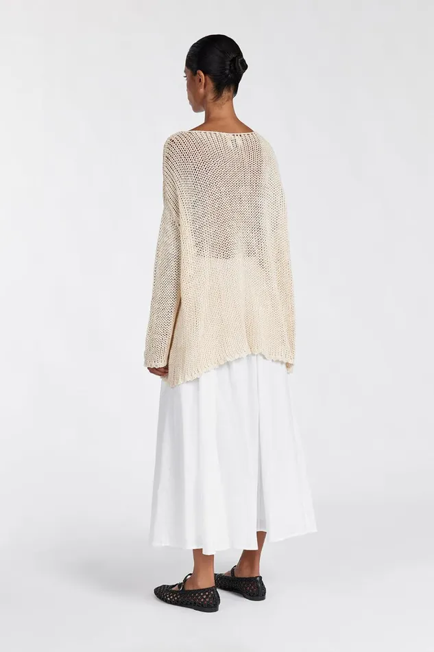 Women Long Sleeved DISSH LOU NATURAL MARLE OPEN WEAVE JUMPER