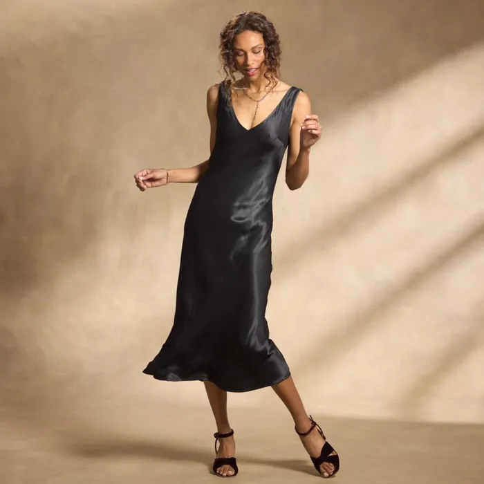 Women Loretta Slip Dress Black Sundance Catalog Dresses and Jumpsuits