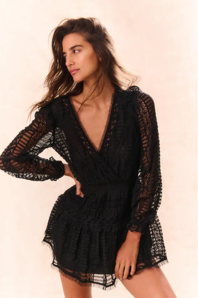 Women LoveShackFancy Dresses Alonsa LaceDetailed Mini Dress Black