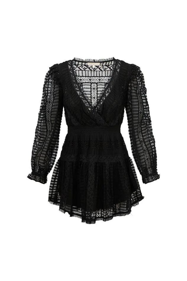 Women LoveShackFancy Dresses Alonsa LaceDetailed Mini Dress Black