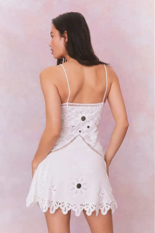 Women LoveShackFancy Dresses Brealynn Embellished Cotton Mini Dress True White