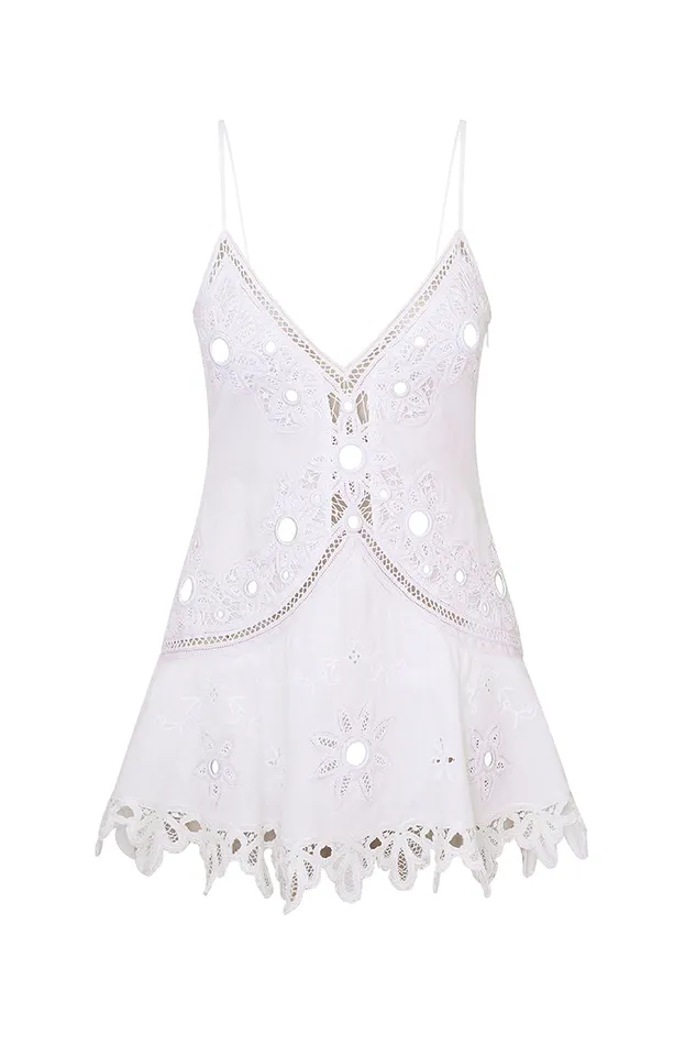 Women LoveShackFancy Dresses Brealynn Embellished Cotton Mini Dress True White