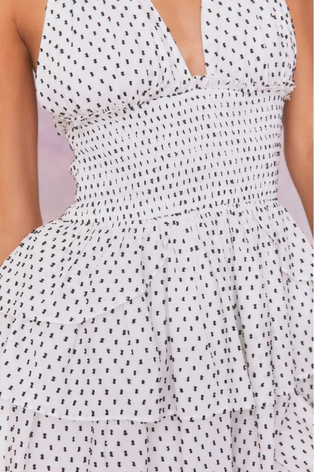 Women LoveShackFancy Dresses Deanna Polka Dot Halter Mini Dress Antique White