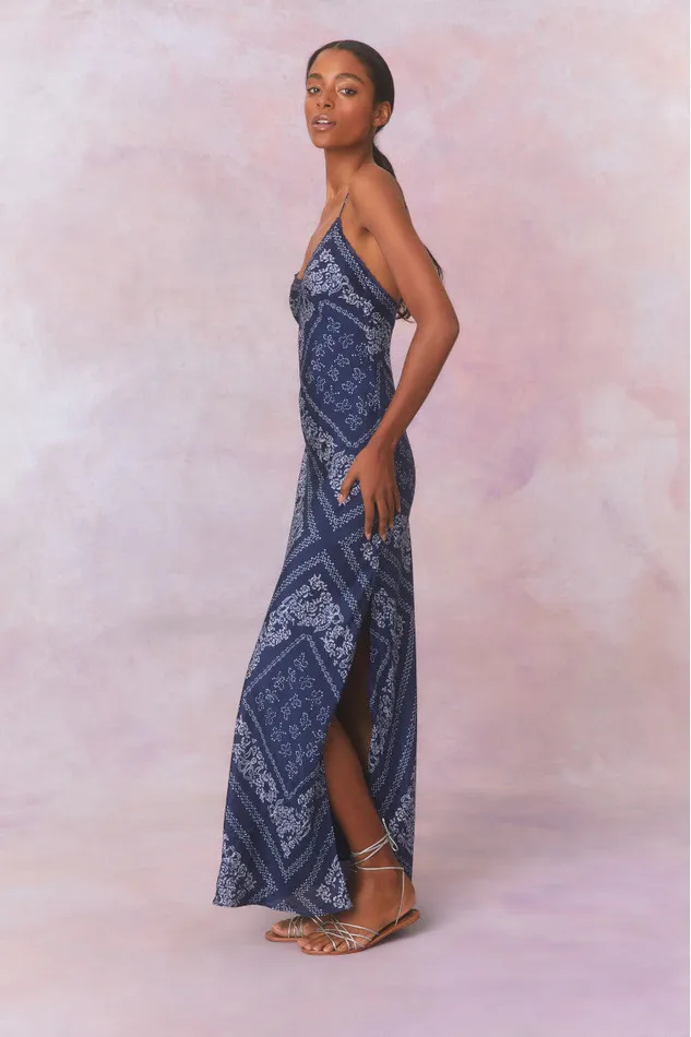Women LoveShackFancy Dresses Deyo Bandana Maxi Dress Moonlight Indigo