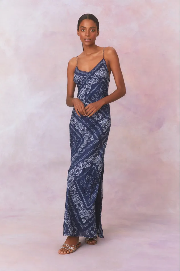 Women LoveShackFancy Dresses Deyo Bandana Maxi Dress Moonlight Indigo