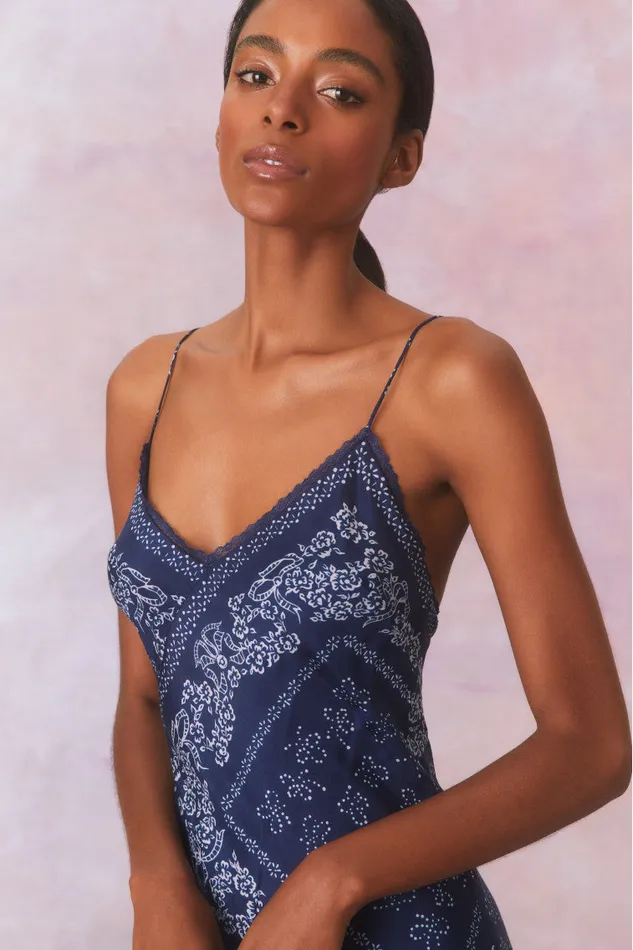 Women LoveShackFancy Dresses Deyo Bandana Maxi Dress Moonlight Indigo
