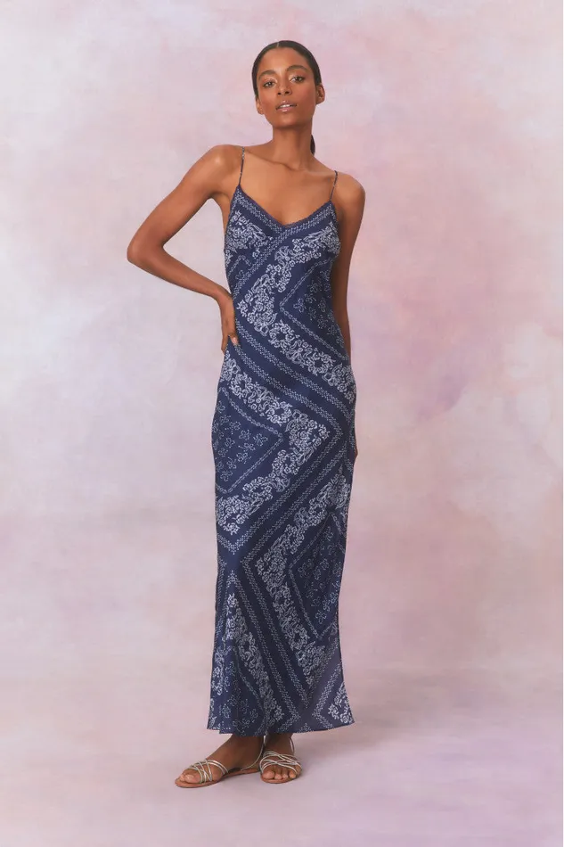 Women LoveShackFancy Dresses Deyo Bandana Maxi Dress Moonlight Indigo