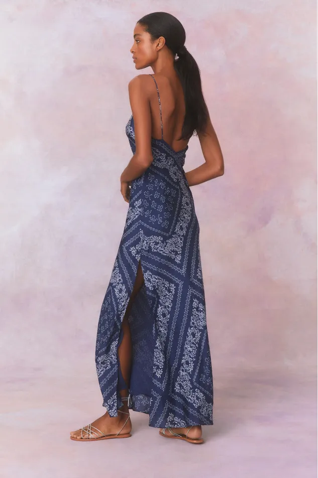 Women LoveShackFancy Dresses Deyo Bandana Maxi Dress Moonlight Indigo