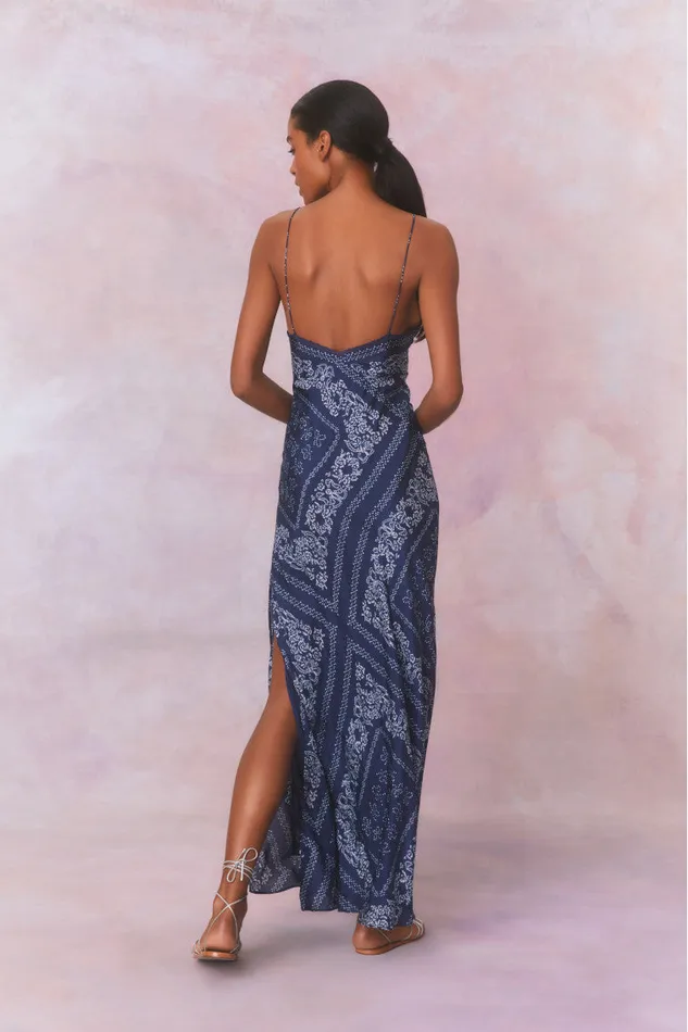 Women LoveShackFancy Dresses Deyo Bandana Maxi Dress Moonlight Indigo