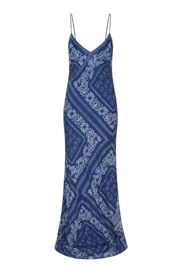 Women LoveShackFancy Dresses Deyo Bandana Maxi Dress Moonlight Indigo
