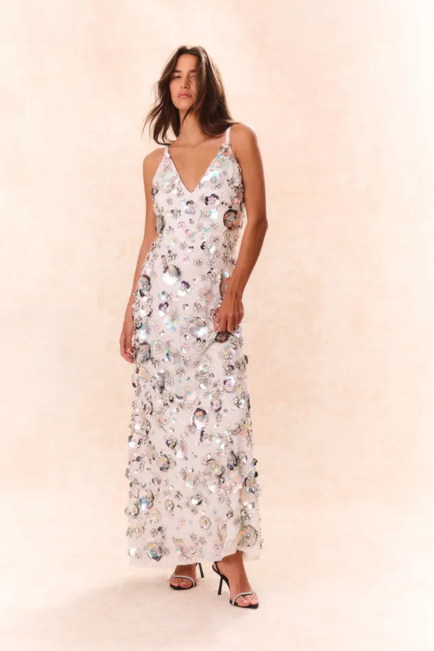 Women LoveShackFancy Dresses Hubbard Embellished Dress Silver