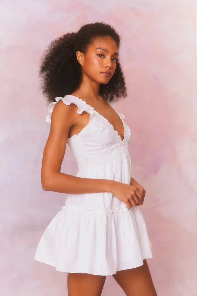 Women LoveShackFancy Dresses Poplar Flutter Sleeve Mini Dress White