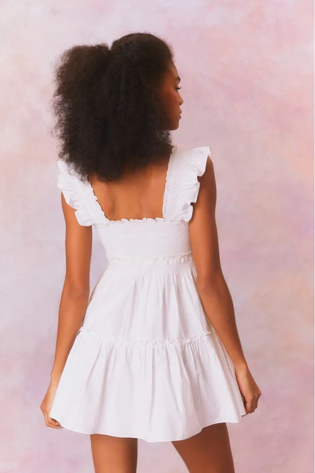 Women LoveShackFancy Dresses Poplar Flutter Sleeve Mini Dress White