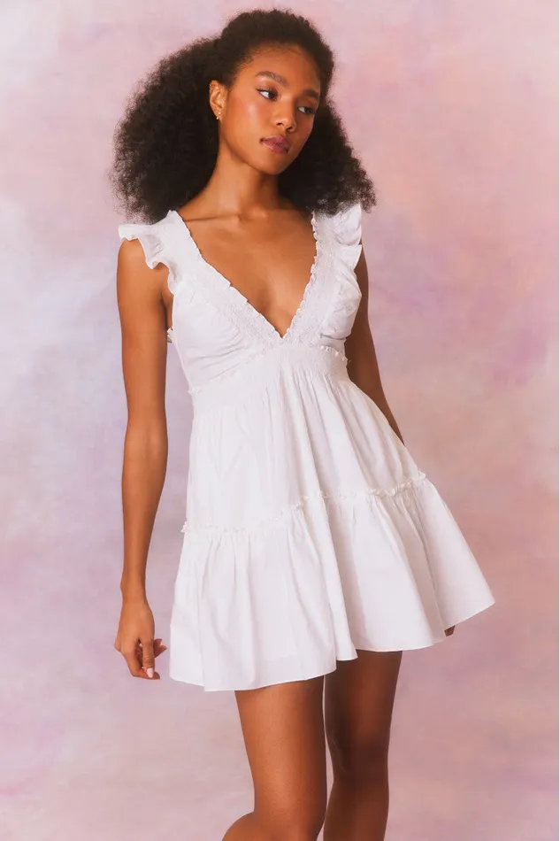 Women LoveShackFancy Dresses Poplar Flutter Sleeve Mini Dress White