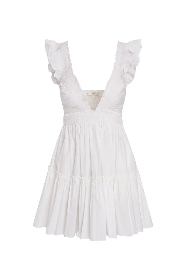 Women LoveShackFancy Dresses Poplar Flutter Sleeve Mini Dress White