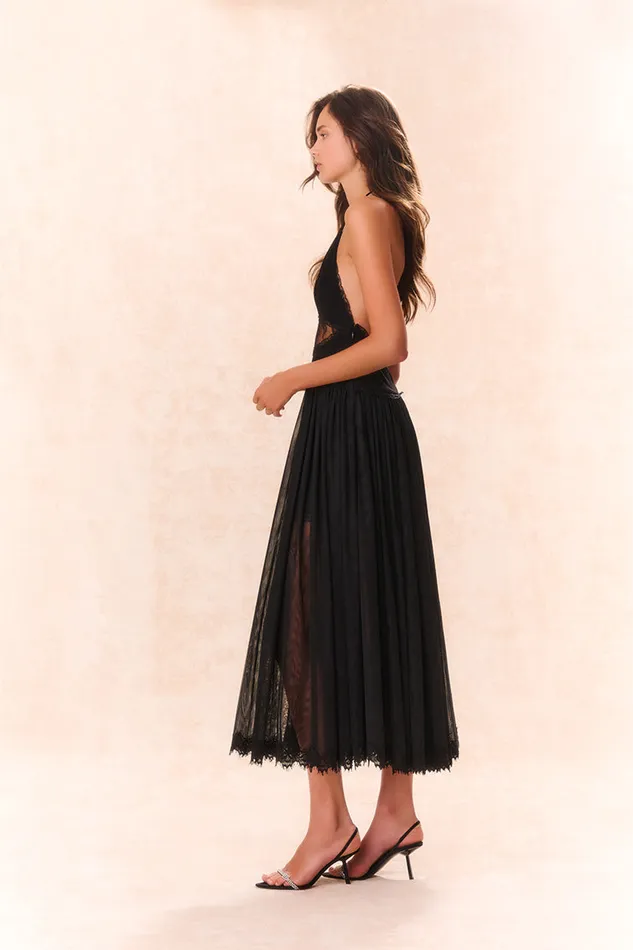 Women LoveShackFancy Dresses Serendipity Lace Maxi Halter Dress Black