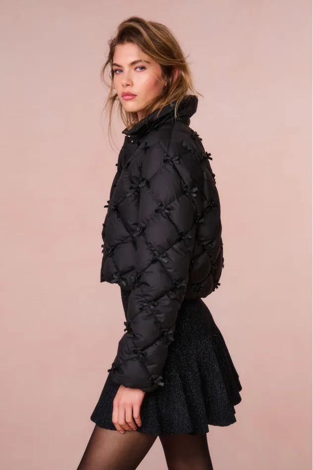Women LoveShackFancy Jackets and Coats Kasey Quilted BowEmbellished Jacket Black