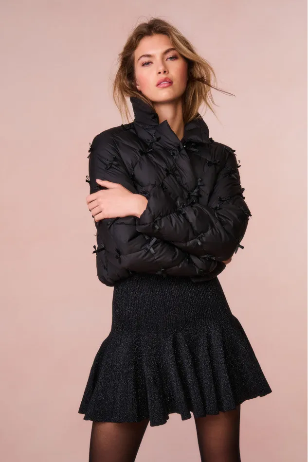 Women LoveShackFancy Jackets and Coats Kasey Quilted BowEmbellished Jacket Black