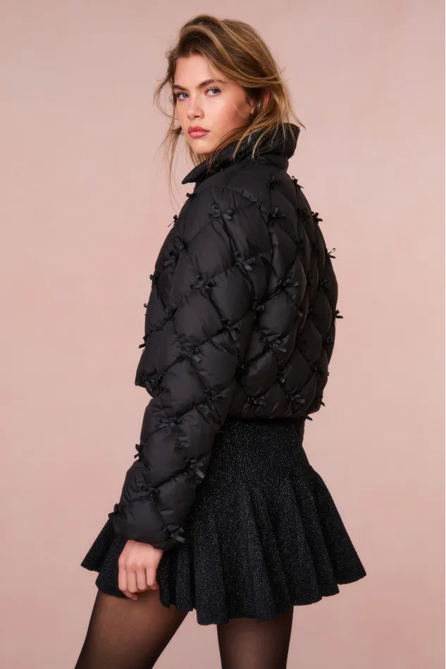 Women LoveShackFancy Jackets and Coats Kasey Quilted BowEmbellished Jacket Black