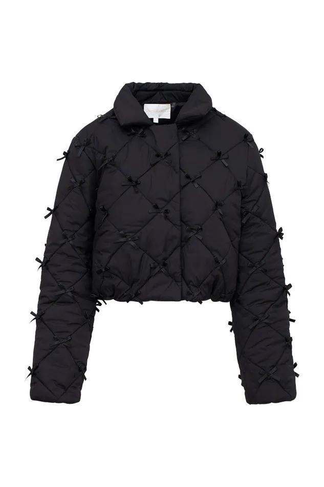 Women LoveShackFancy Jackets and Coats Kasey Quilted BowEmbellished Jacket Black