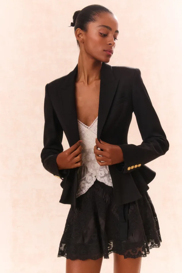 Women LoveShackFancy Jackets and Coats Pantonia WoolBlend Peplum Blazer Black