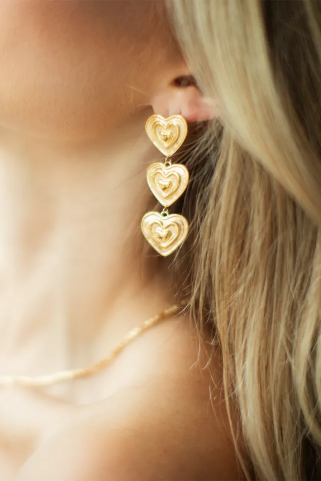 Women LoveShackFancy Jewelry Heartbeat Earrings By Evie Jewelry Gold
