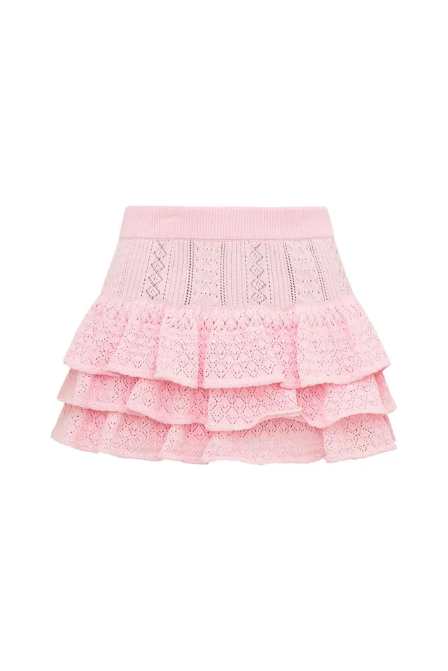 Women LoveShackFancy Skirts Baudin Bow Pointelle Mini Skirt Ballerina Pink