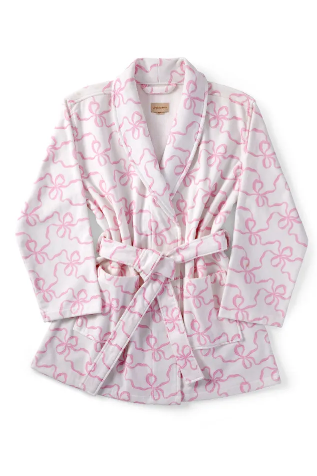Women LoveShackFancy Sleepwear Indie Cotton Bath Robe Pink Bonnet