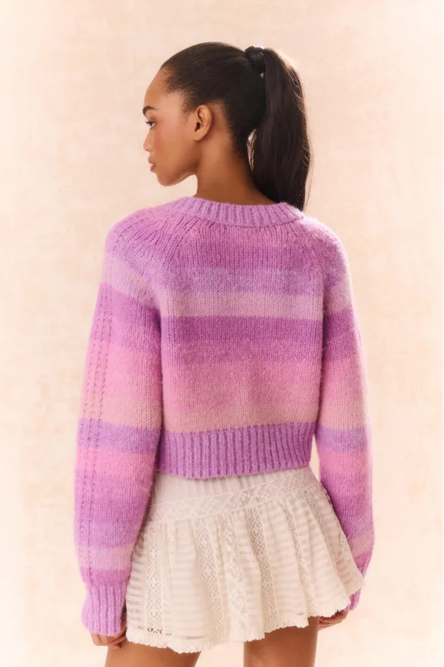 Women LoveShackFancy Sweaters Barbarelle Alpaca Striped Pullover Sugar Plum