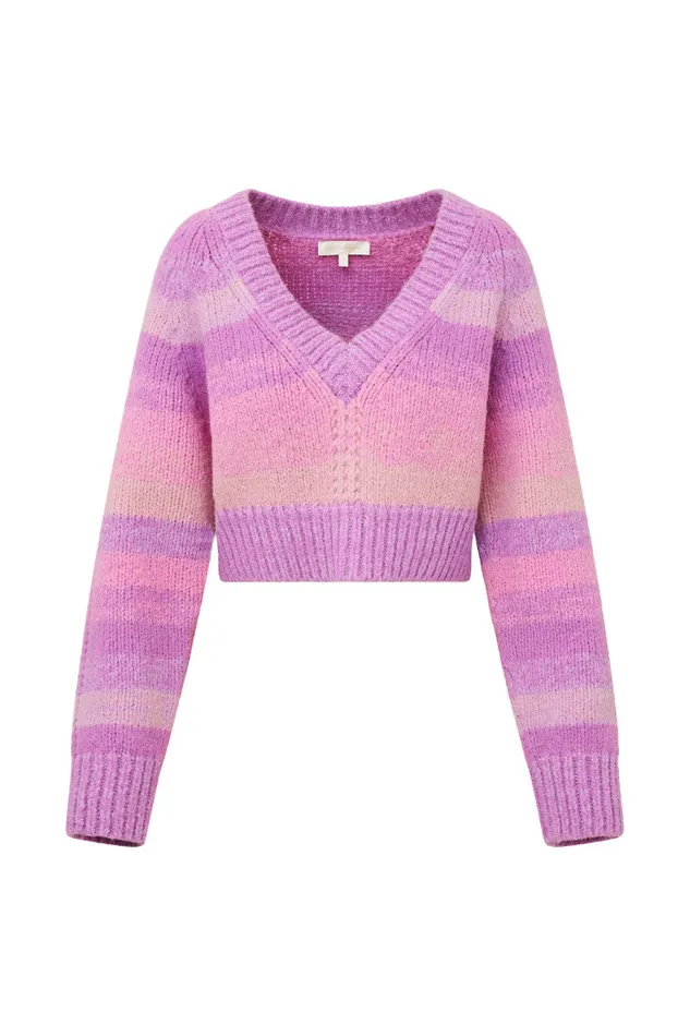 Women LoveShackFancy Sweaters Barbarelle Alpaca Striped Pullover Sugar Plum