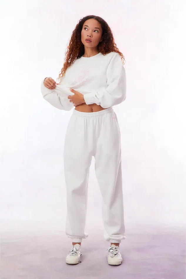 Women LoveShackFancy Tees and Fleece Malone Tennis Logo Sweatpant White