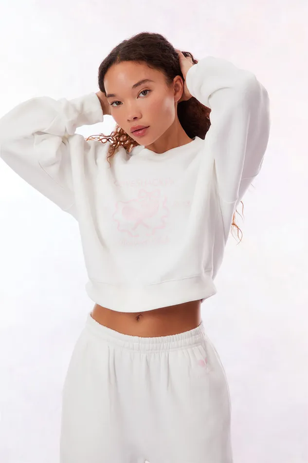 Women LoveShackFancy Tees and Fleece Malone Tennis Logo Sweatpant White