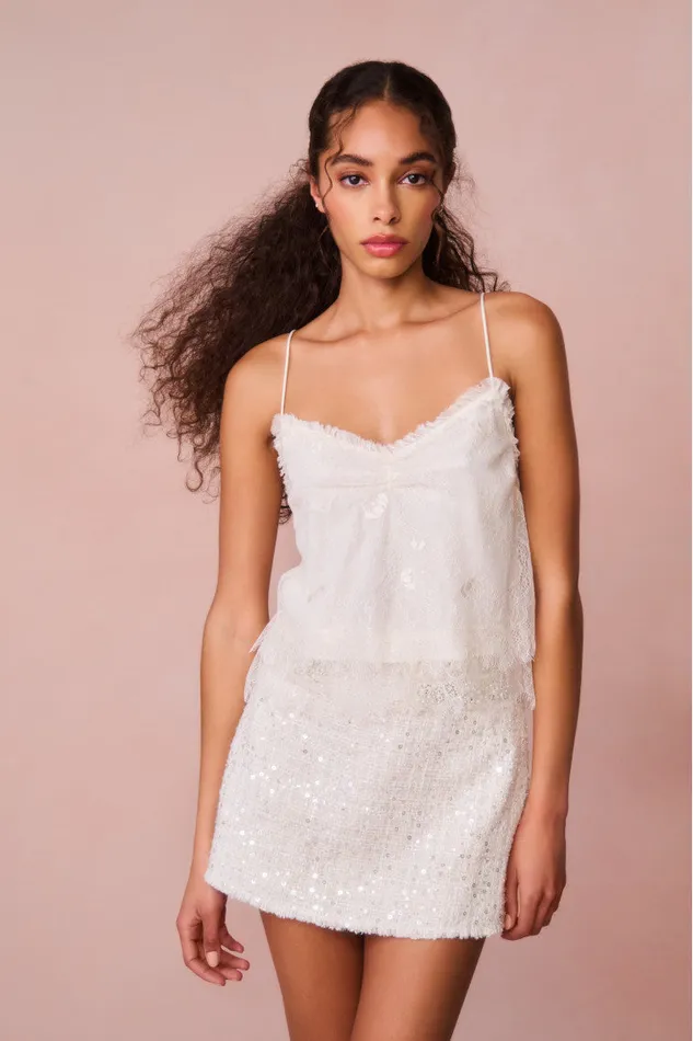 Women LoveShackFancy Tops Ferni Lace Cami Top Ivory