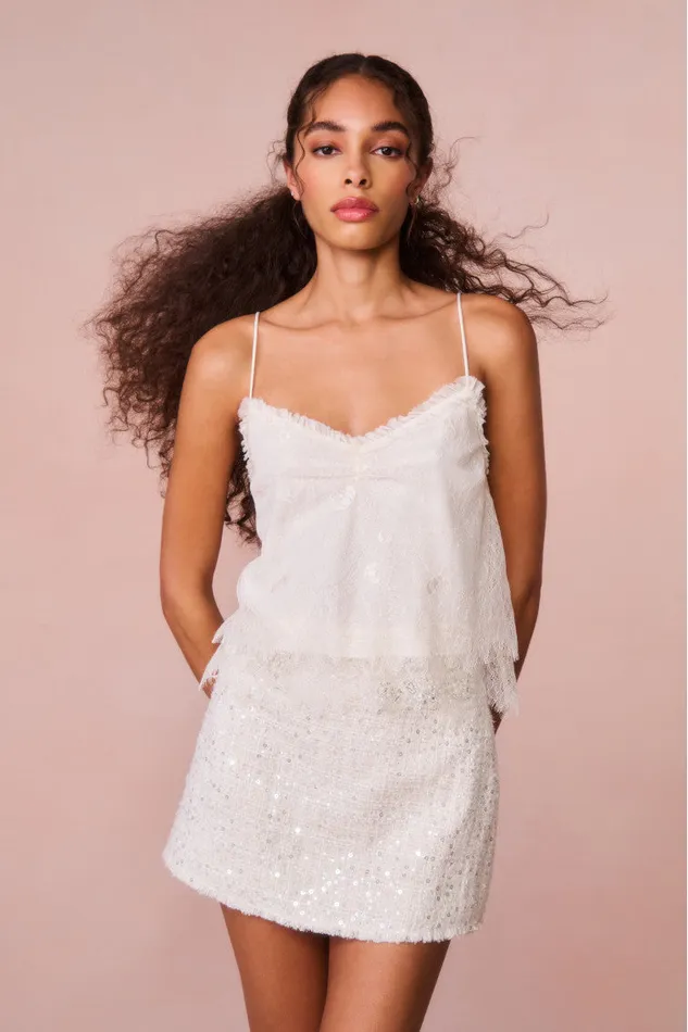 Women LoveShackFancy Tops Ferni Lace Cami Top Ivory