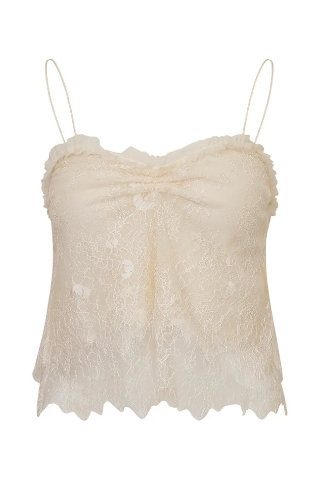 Women LoveShackFancy Tops Ferni Lace Cami Top Ivory